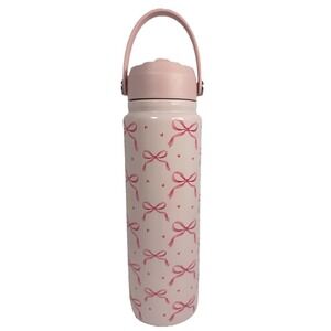 Pink Bow Tumbler 27oz Market Square Bottle Handle Lid Coquette Cute Travel
